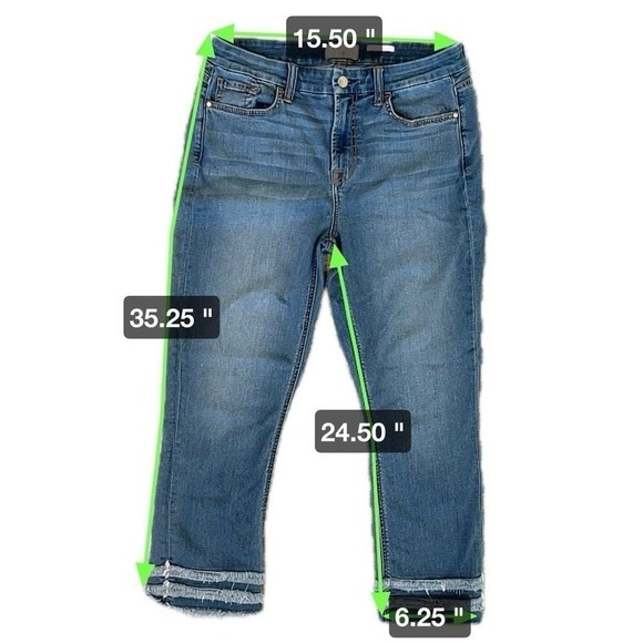 Jen7 by 7 for All Mankind Cropped Straight Fringe Hem Jeans Size 8 - Picture 7 of 12